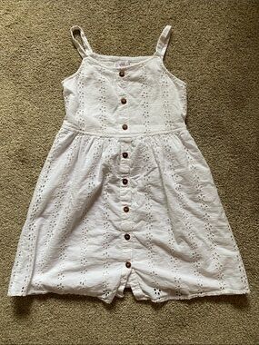 Girls White Smocked Cotton Sundress